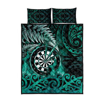 New Zealand Darts Quilt Bed Set Maori Koru Dartboard Turquoise Flame LT05 - Polynesian Pride