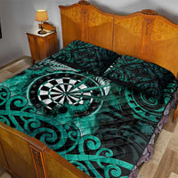 New Zealand Darts Quilt Bed Set Maori Koru Dartboard Turquoise Flame LT05 - Polynesian Pride