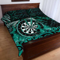 New Zealand Darts Quilt Bed Set Maori Koru Dartboard Turquoise Flame LT05 - Polynesian Pride