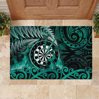 New Zealand Darts Rubber Doormat Maori Koru Dartboard Turquoise Flame LT05 Turquoise - Polynesian Pride