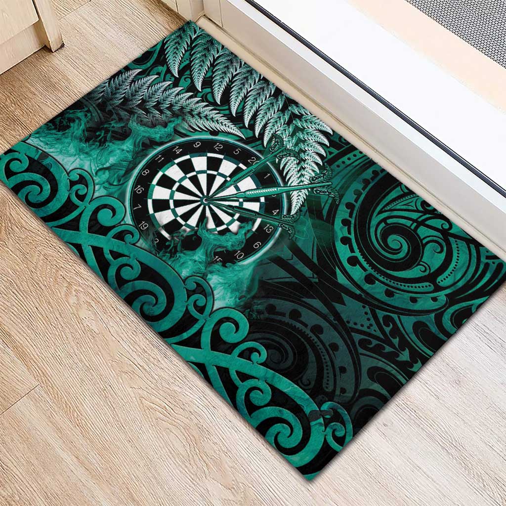 New Zealand Darts Rubber Doormat Maori Koru Dartboard Turquoise Flame LT05 - Polynesian Pride