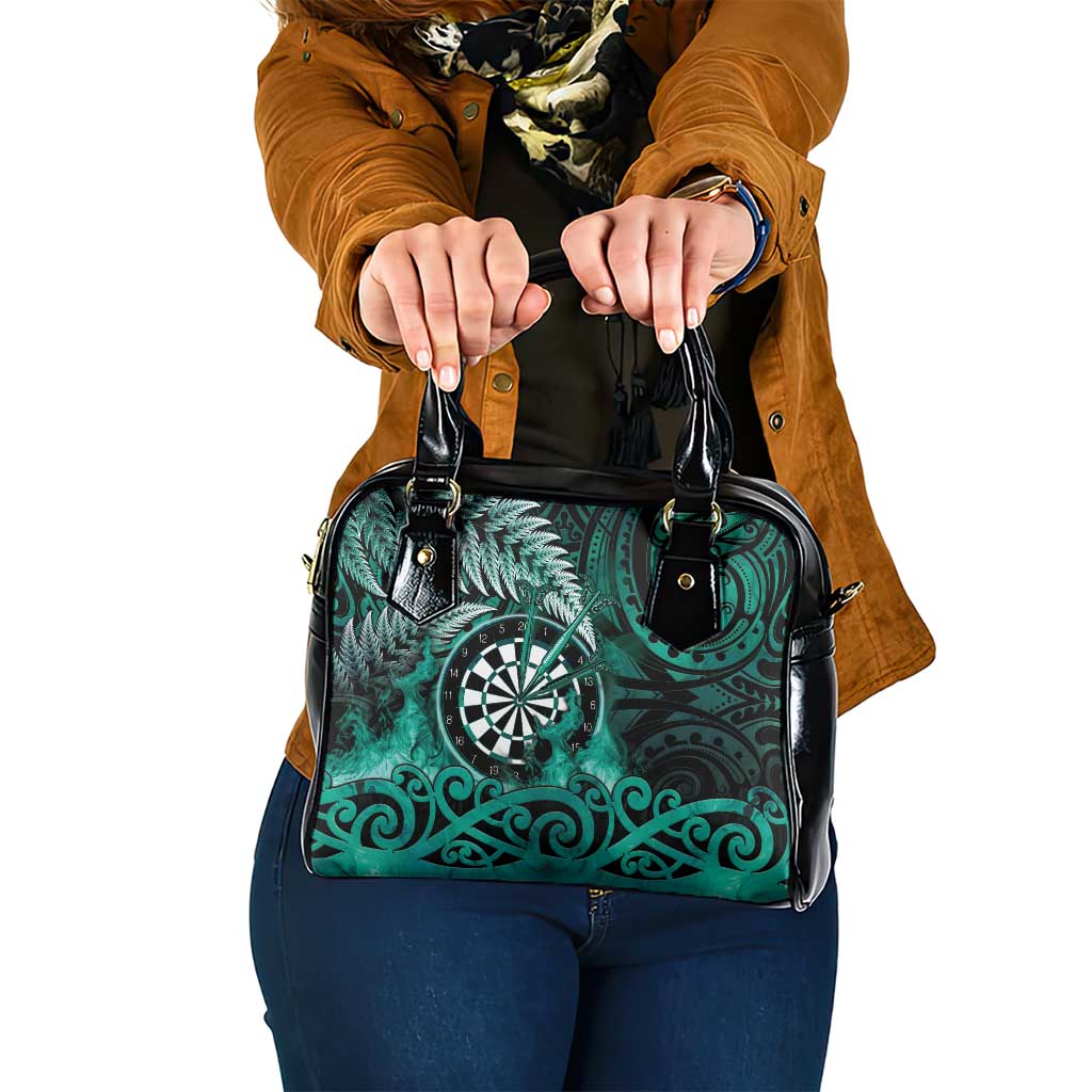 New Zealand Darts Shoulder Handbag Maori Koru Dartboard Turquoise Flame LT05 One Size Turquoise - Polynesian Pride