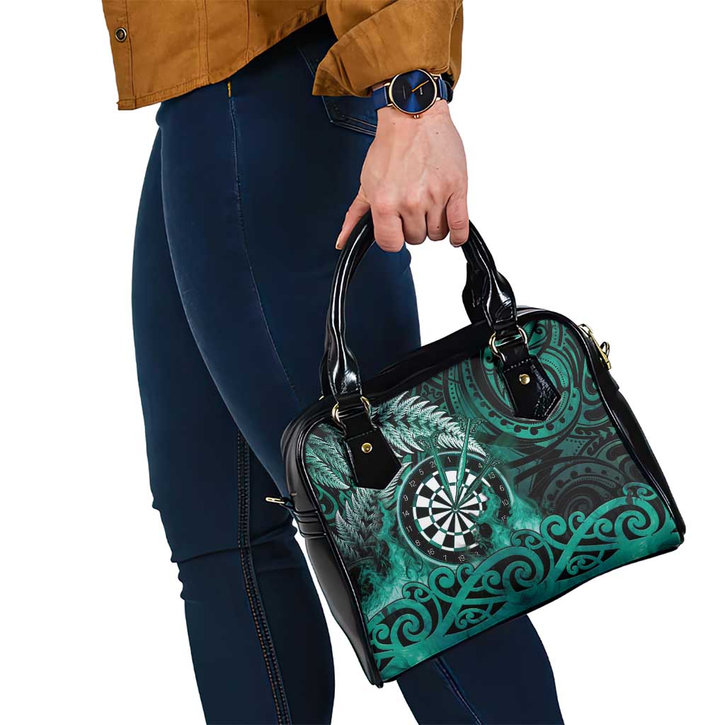 New Zealand Darts Shoulder Handbag Maori Koru Dartboard Turquoise Flame LT05 - Polynesian Pride