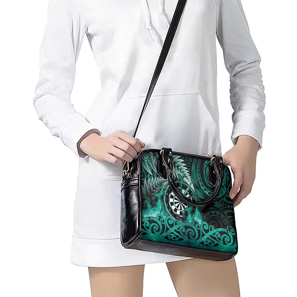 New Zealand Darts Shoulder Handbag Maori Koru Dartboard Turquoise Flame LT05 - Polynesian Pride