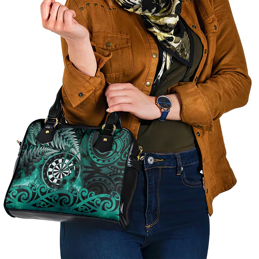 New Zealand Darts Shoulder Handbag Maori Koru Dartboard Turquoise Flame LT05 - Polynesian Pride