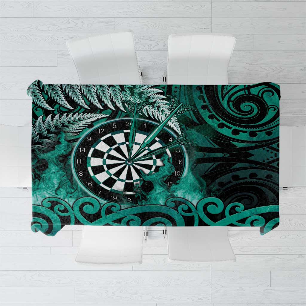 New Zealand Darts Tablecloth Maori Koru Dartboard Turquoise Flame LT05 Turquoise - Polynesian Pride