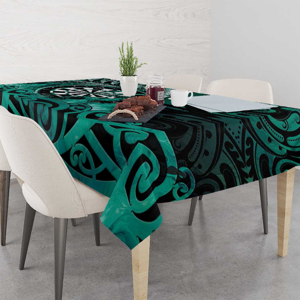 New Zealand Darts Tablecloth Maori Koru Dartboard Turquoise Flame LT05 - Polynesian Pride