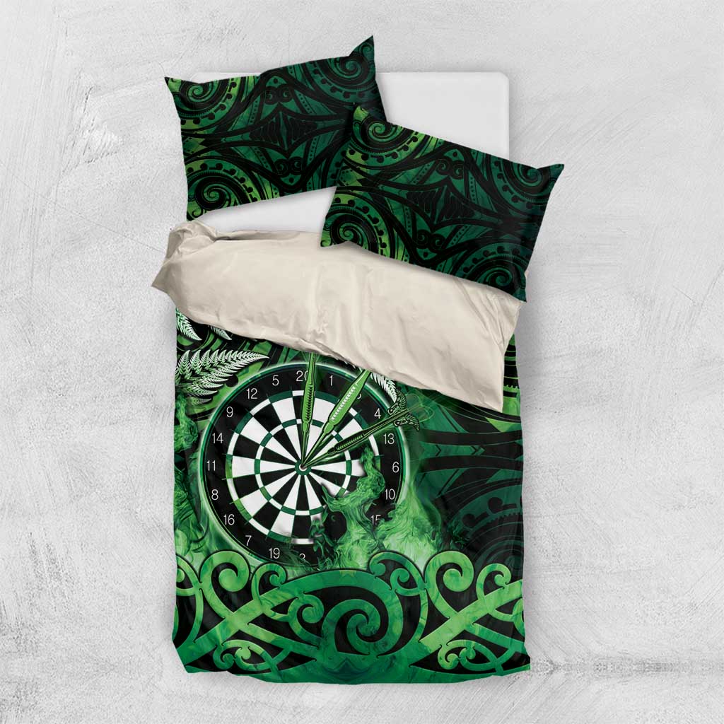 New Zealand Darts Bedding Set Maori Koru Dartboard Green Flame LT05 US Twin 172cm x 218cm Green - Polynesian Pride