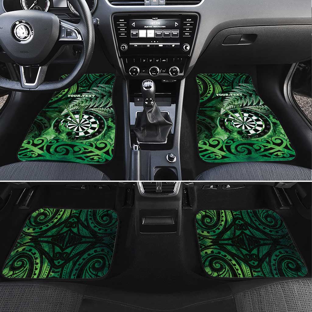New Zealand Darts Car Mats Maori Koru Dartboard Green Flame LT05 Set 4pcs Green - Polynesian Pride