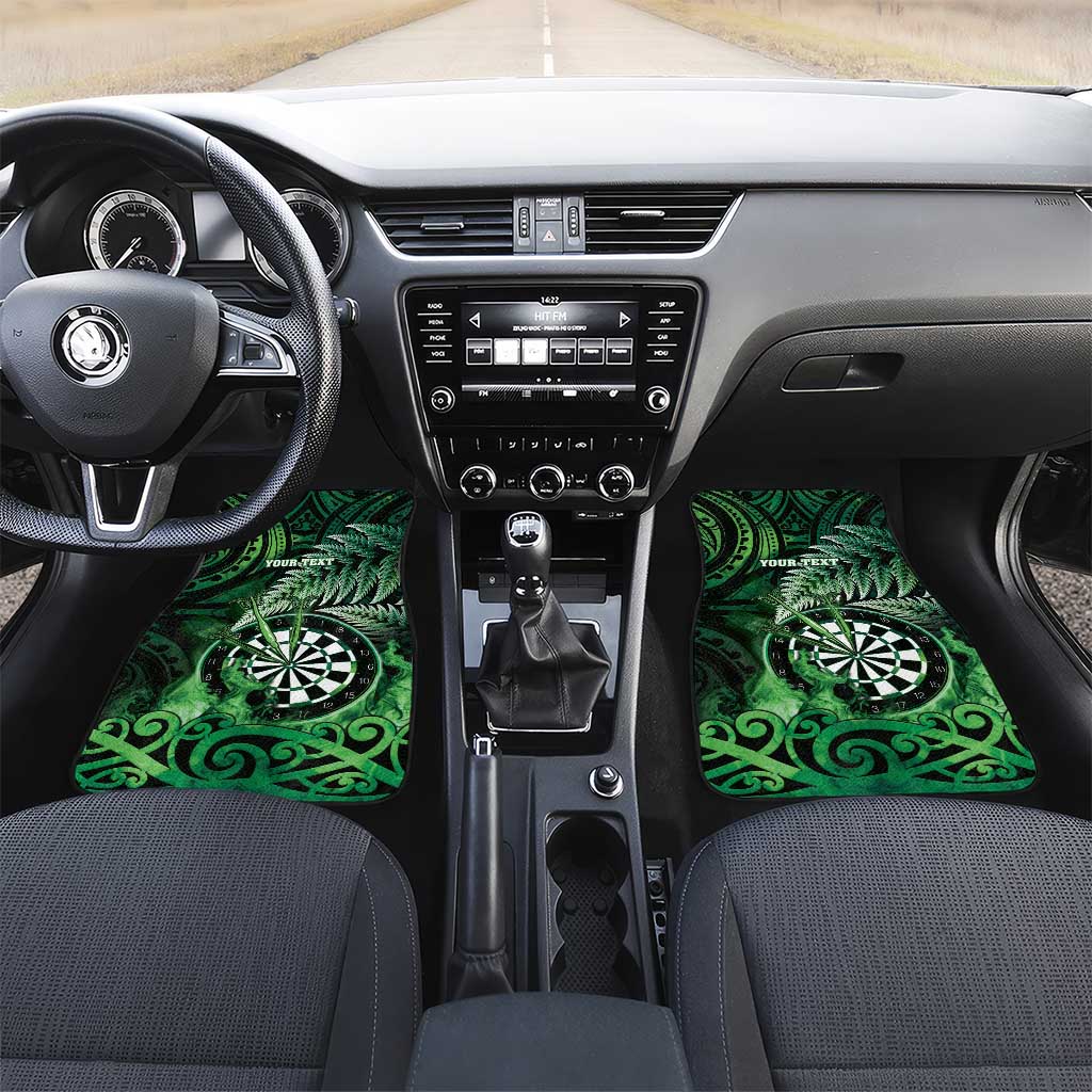 New Zealand Darts Car Mats Maori Koru Dartboard Green Flame LT05 Set 2pcs - Front Green - Polynesian Pride