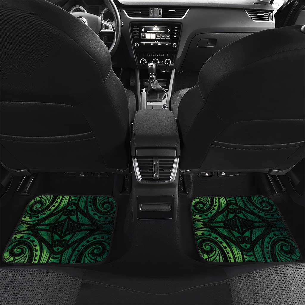 New Zealand Darts Car Mats Maori Koru Dartboard Green Flame LT05 Set 2pcs - Back Green - Polynesian Pride