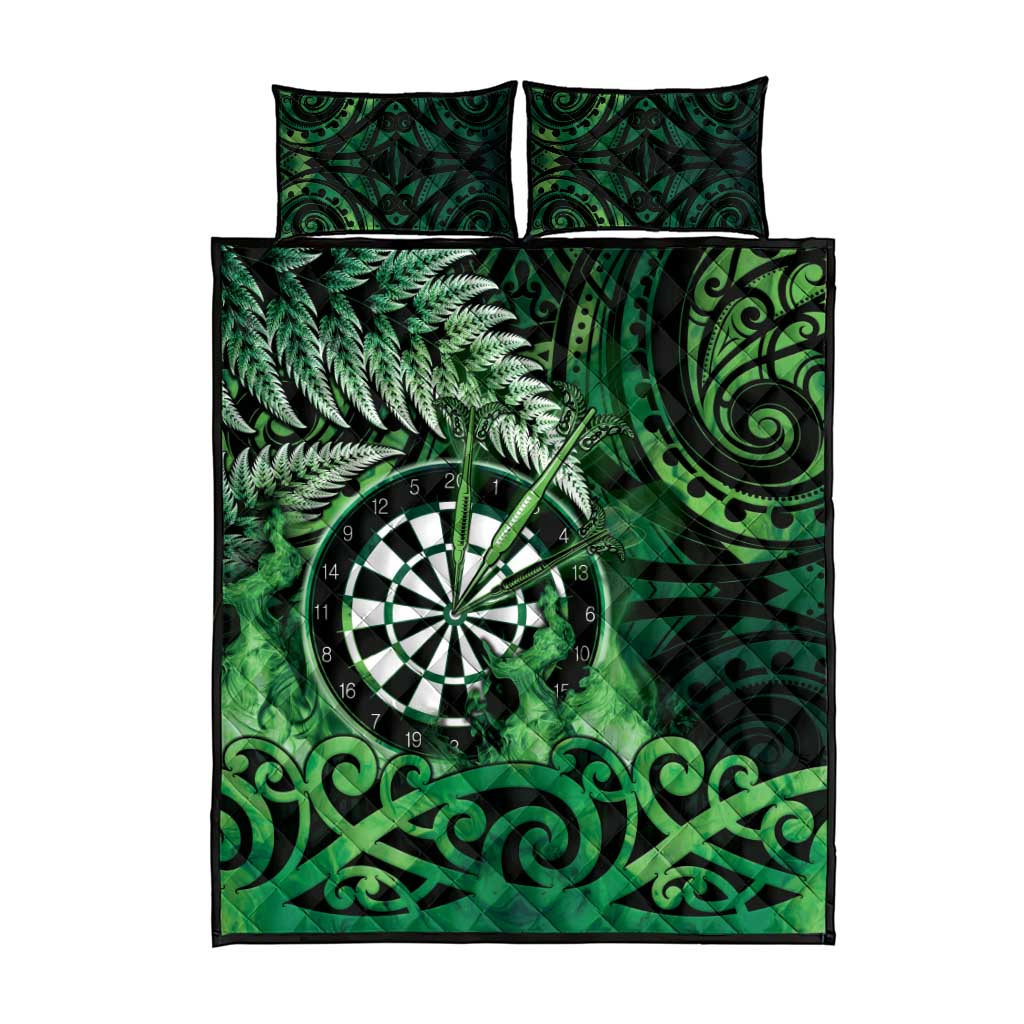 New Zealand Darts Quilt Bed Set Maori Koru Dartboard Green Flame LT05 - Polynesian Pride