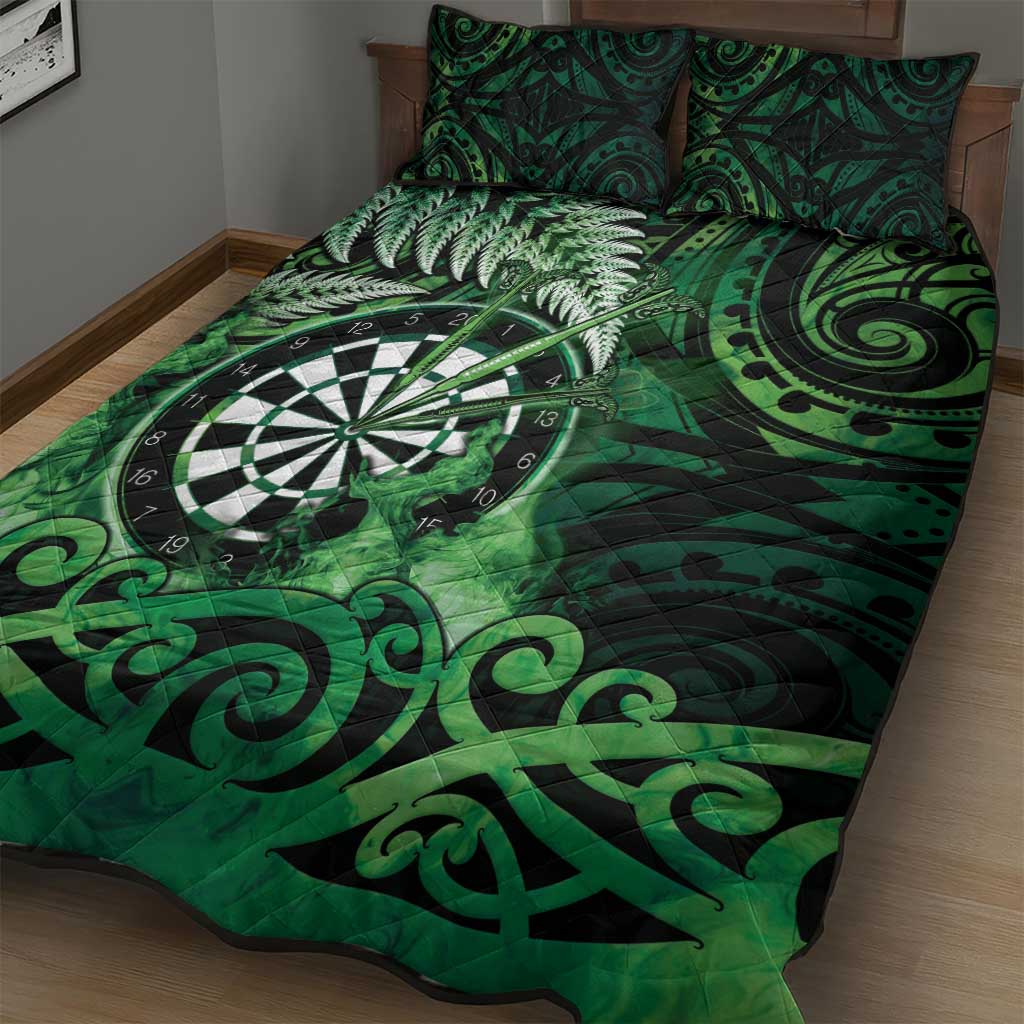 New Zealand Darts Quilt Bed Set Maori Koru Dartboard Green Flame LT05 - Polynesian Pride