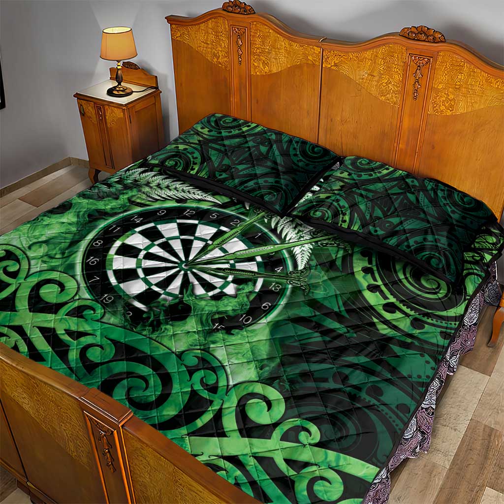 New Zealand Darts Quilt Bed Set Maori Koru Dartboard Green Flame LT05 - Polynesian Pride