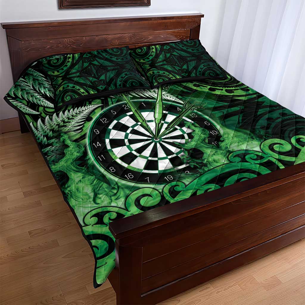 New Zealand Darts Quilt Bed Set Maori Koru Dartboard Green Flame LT05 - Polynesian Pride