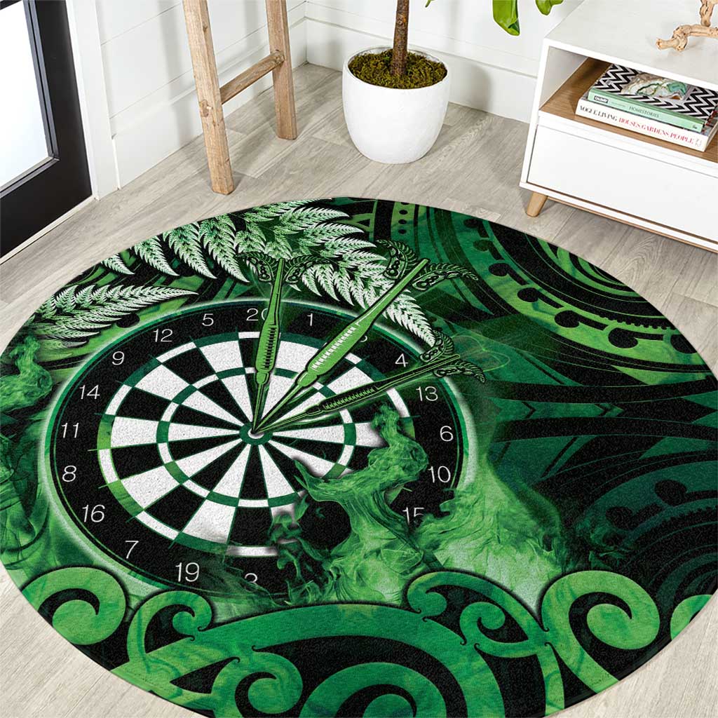 New Zealand Darts Round Carpet Maori Koru Dartboard Green Flame LT05 Green - Polynesian Pride