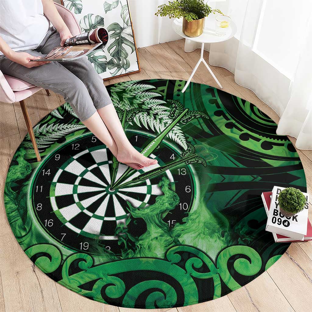 New Zealand Darts Round Carpet Maori Koru Dartboard Green Flame LT05 - Polynesian Pride
