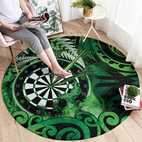 New Zealand Darts Round Carpet Maori Koru Dartboard Green Flame LT05 - Polynesian Pride