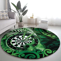 New Zealand Darts Round Carpet Maori Koru Dartboard Green Flame LT05 - Polynesian Pride