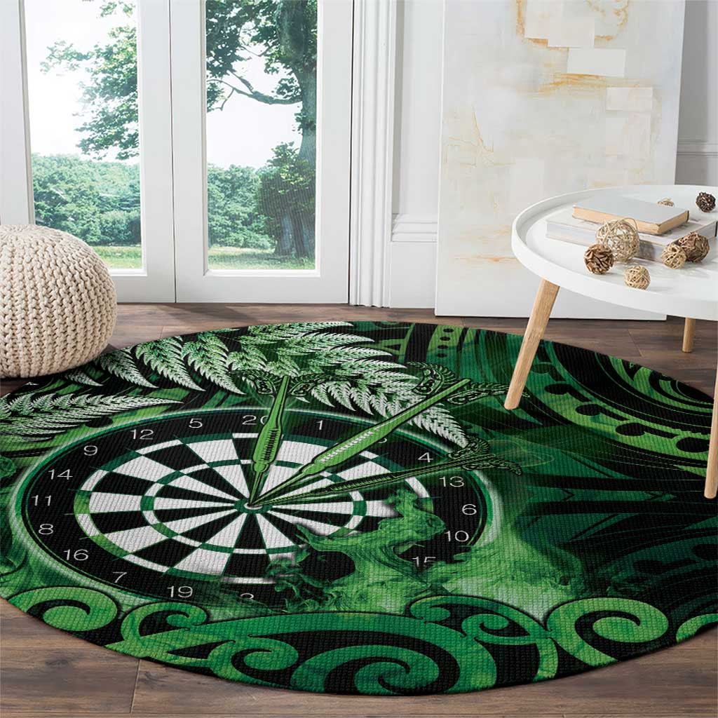 New Zealand Darts Round Carpet Maori Koru Dartboard Green Flame LT05 - Polynesian Pride