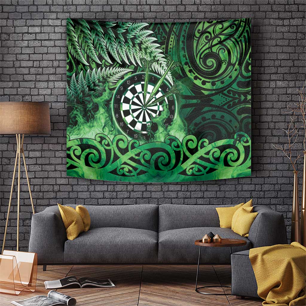 New Zealand Darts Tapestry Maori Koru Dartboard Green Flame LT05 Green - Polynesian Pride