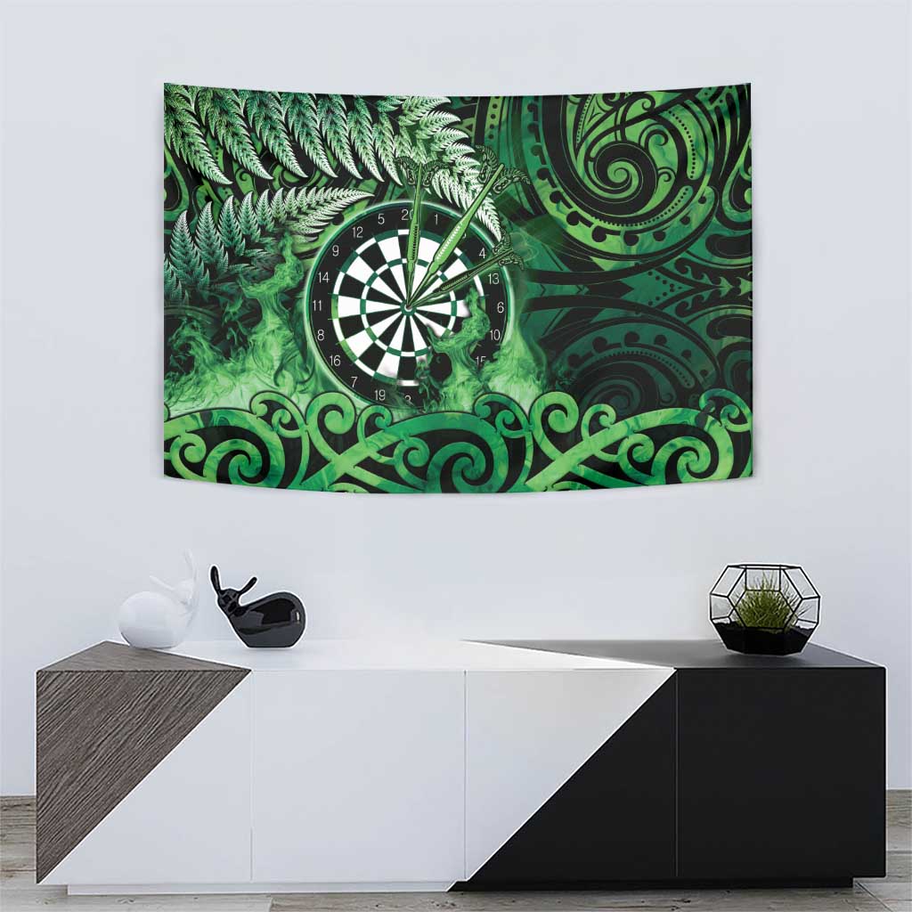 New Zealand Darts Tapestry Maori Koru Dartboard Green Flame LT05 - Polynesian Pride