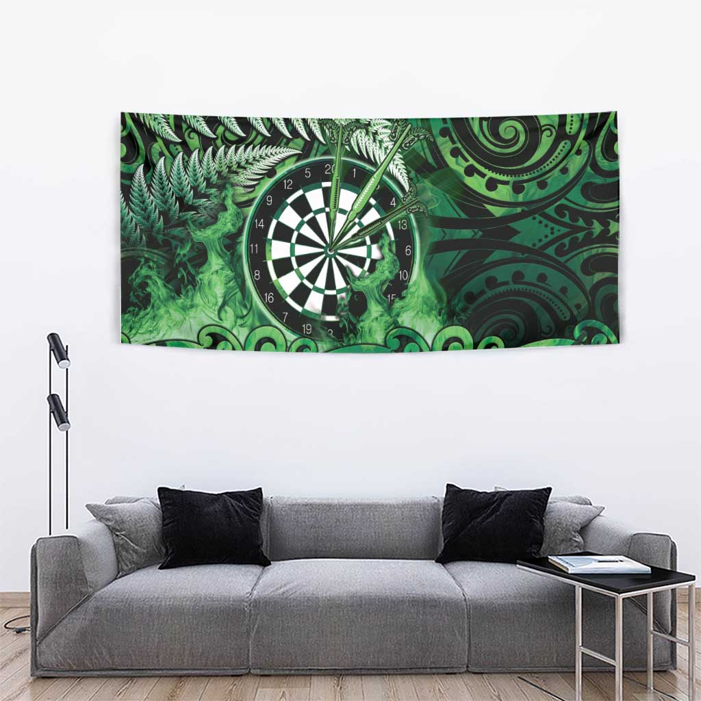 New Zealand Darts Tapestry Maori Koru Dartboard Green Flame LT05 - Polynesian Pride