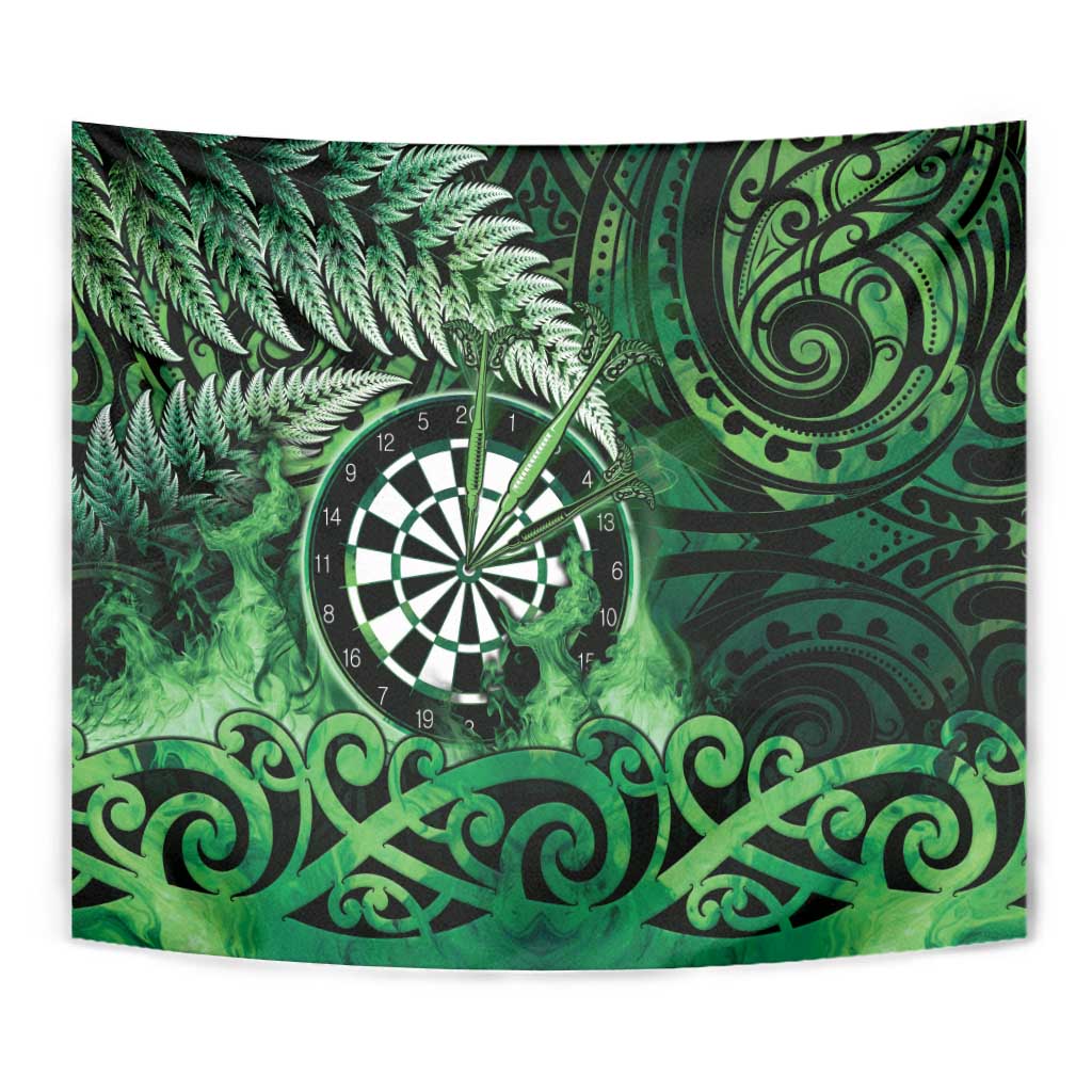 New Zealand Darts Tapestry Maori Koru Dartboard Green Flame LT05 - Polynesian Pride