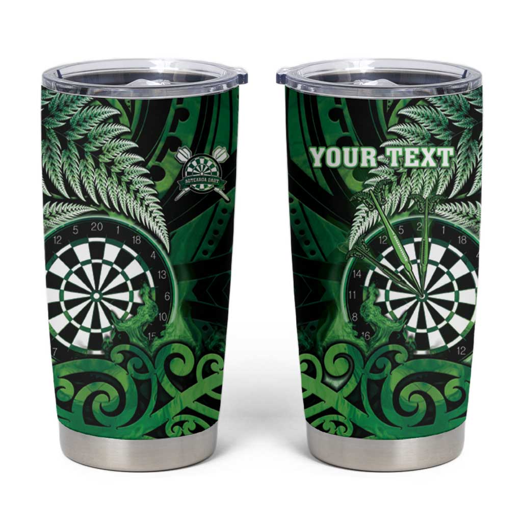 Personalised New Zealand Darts Tumbler Cup Maori Koru Dartboard Green Flame LT05 Green - Polynesian Pride