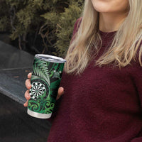Personalised New Zealand Darts Tumbler Cup Maori Koru Dartboard Green Flame LT05 - Polynesian Pride