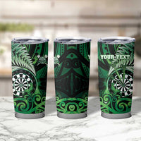 Personalised New Zealand Darts Tumbler Cup Maori Koru Dartboard Green Flame LT05 - Polynesian Pride