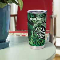 Personalised New Zealand Darts Tumbler Cup Maori Koru Dartboard Green Flame LT05 - Polynesian Pride