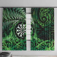 New Zealand Darts Window Curtain Maori Koru Dartboard Green Flame LT05 With Hooks Green - Polynesian Pride