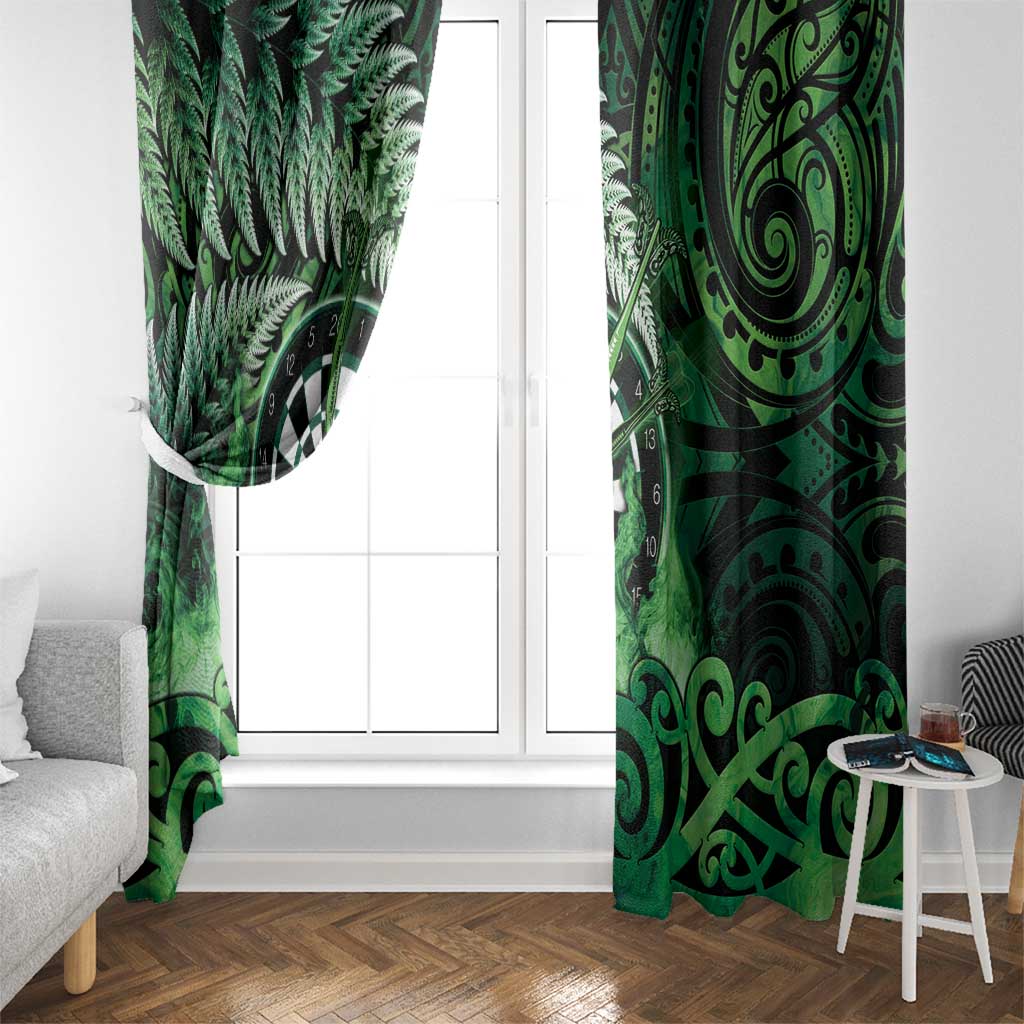 New Zealand Darts Window Curtain Maori Koru Dartboard Green Flame LT05 - Polynesian Pride