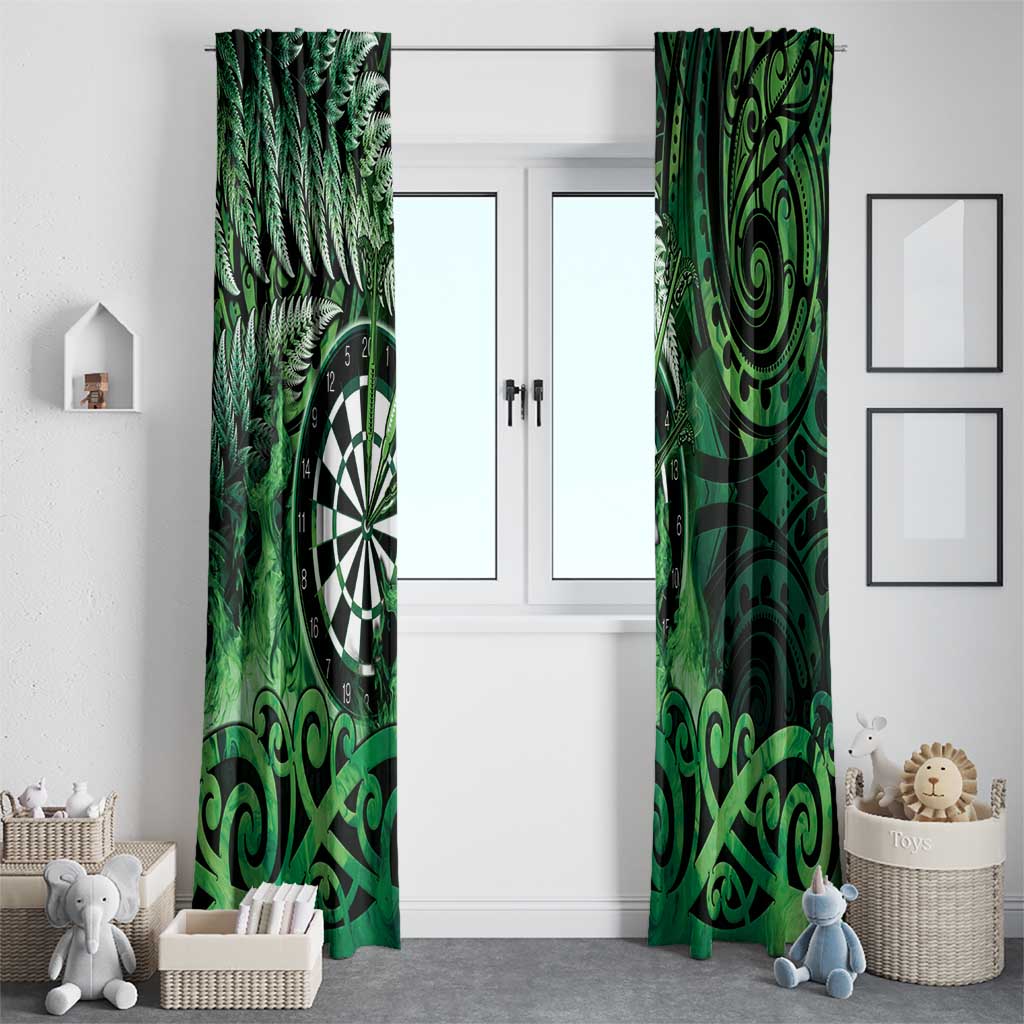 New Zealand Darts Window Curtain Maori Koru Dartboard Green Flame LT05 - Polynesian Pride