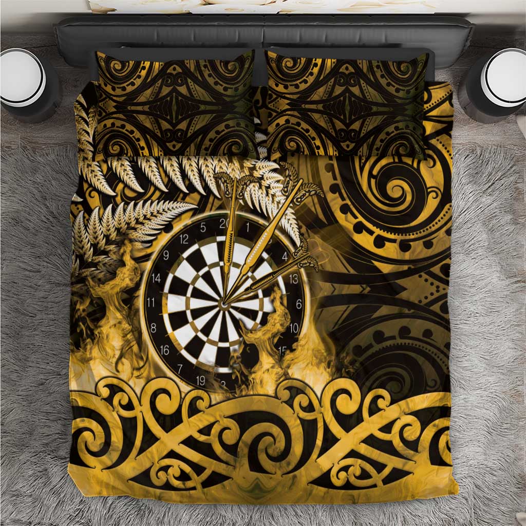 New Zealand Darts Bedding Set Maori Koru Dartboard Gold Flame LT05 Gold - Polynesian Pride