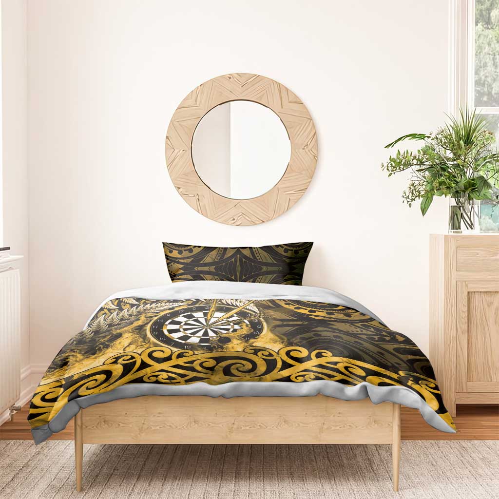 New Zealand Darts Bedding Set Maori Koru Dartboard Gold Flame LT05 - Polynesian Pride