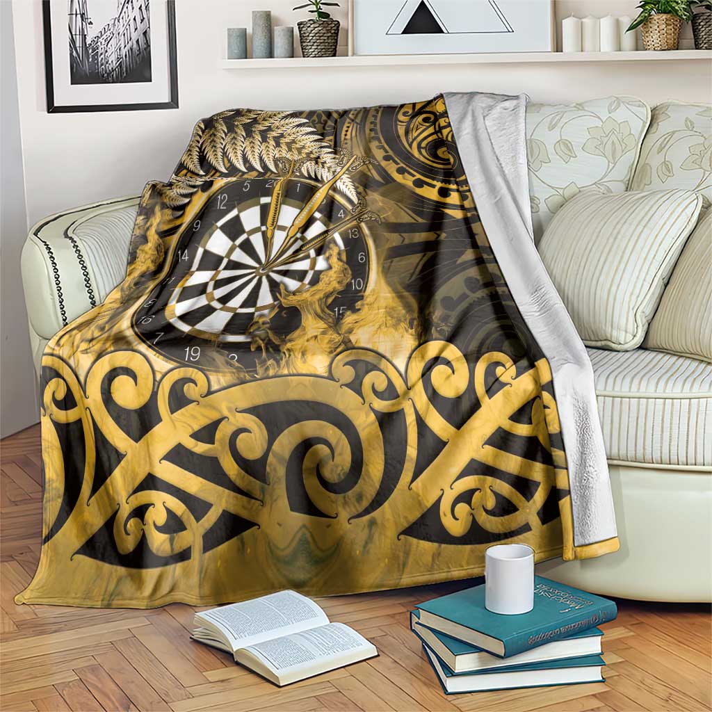 New Zealand Darts Blanket Maori Koru Dartboard Gold Flame LT05 Gold - Polynesian Pride