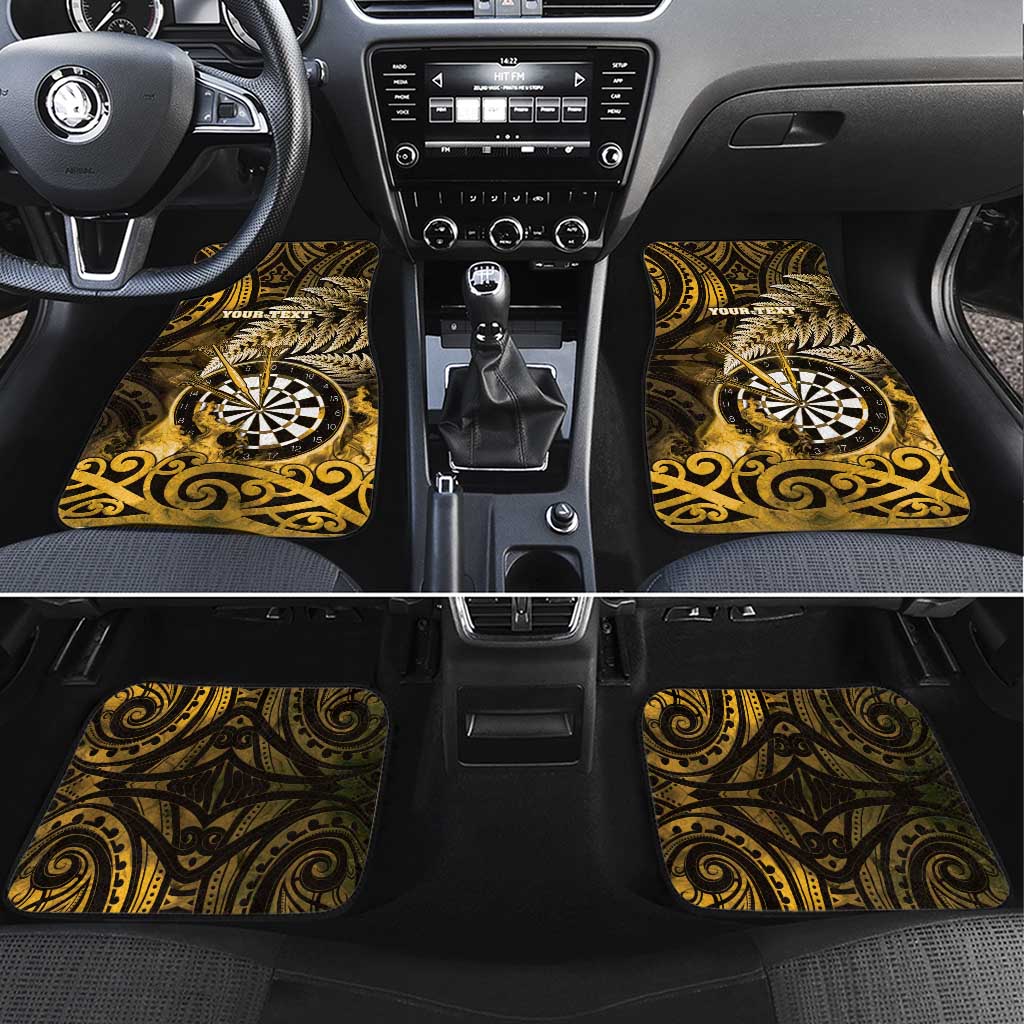 New Zealand Darts Car Mats Maori Koru Dartboard Gold Flame LT05 Set 4pcs Gold - Polynesian Pride