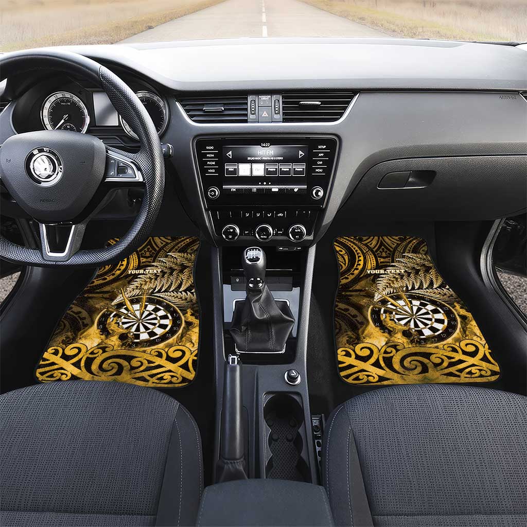New Zealand Darts Car Mats Maori Koru Dartboard Gold Flame LT05 Set 2pcs - Front Gold - Polynesian Pride
