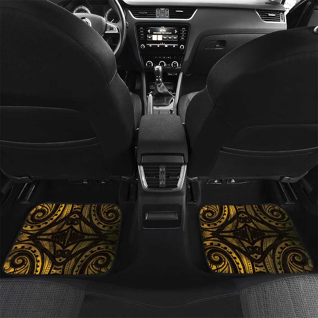 New Zealand Darts Car Mats Maori Koru Dartboard Gold Flame LT05 Set 2pcs - Back Gold - Polynesian Pride