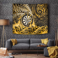 New Zealand Darts Tapestry Maori Koru Dartboard Gold Flame LT05 Gold - Polynesian Pride