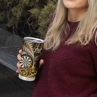 Personalised New Zealand Darts Tumbler Cup Maori Koru Dartboard Gold Flame LT05 - Polynesian Pride