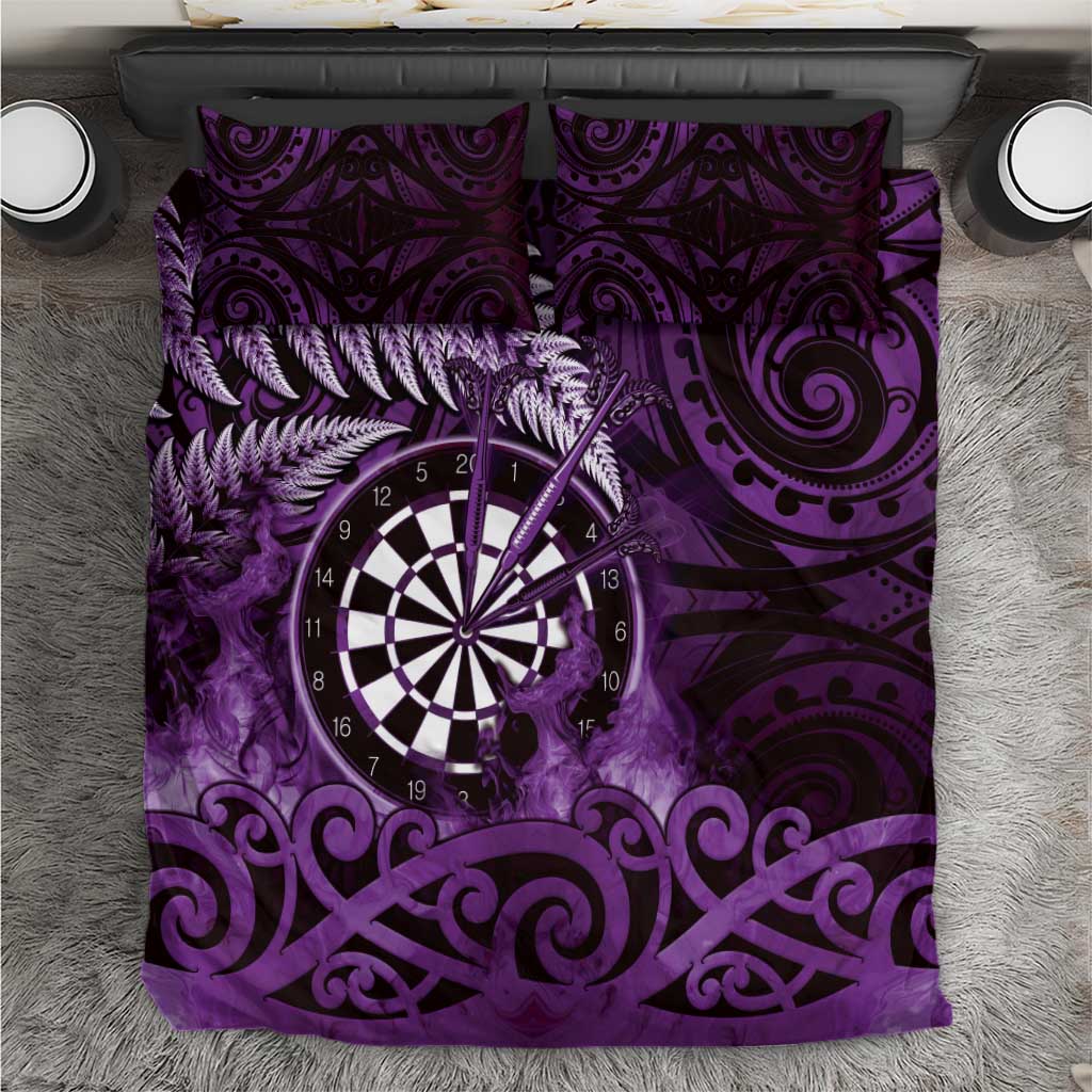 New Zealand Darts Bedding Set Maori Koru Dartboard Purple Flame LT05 Purple - Polynesian Pride