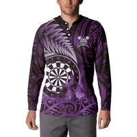 Personalised New Zealand Darts Button Sweatshirt Maori Koru Dartboard Purple Flame LT05 - Polynesian Pride