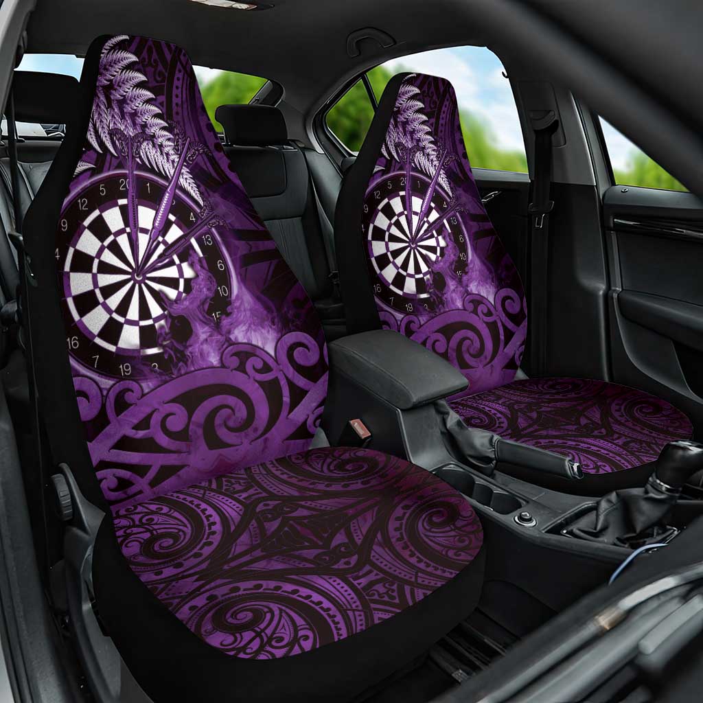 New Zealand Darts Car Seat Cover Maori Koru Dartboard Purple Flame LT05 One Size Purple - Polynesian Pride