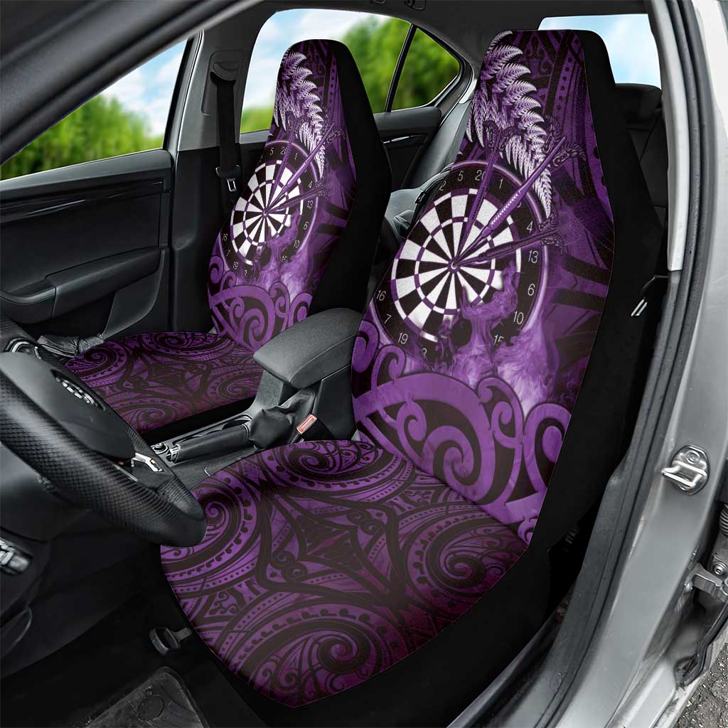 New Zealand Darts Car Seat Cover Maori Koru Dartboard Purple Flame LT05 - Polynesian Pride