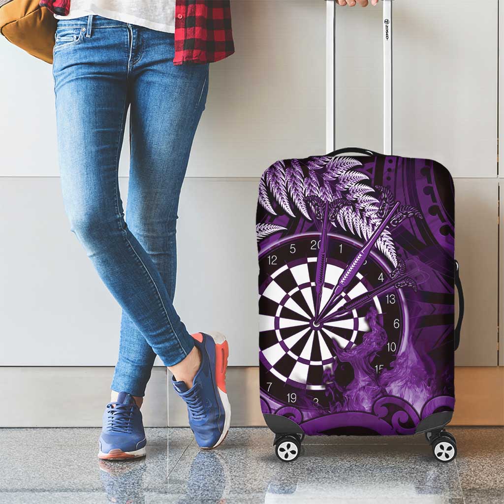 New Zealand Darts Luggage Cover Maori Koru Dartboard Purple Flame LT05 - Polynesian Pride