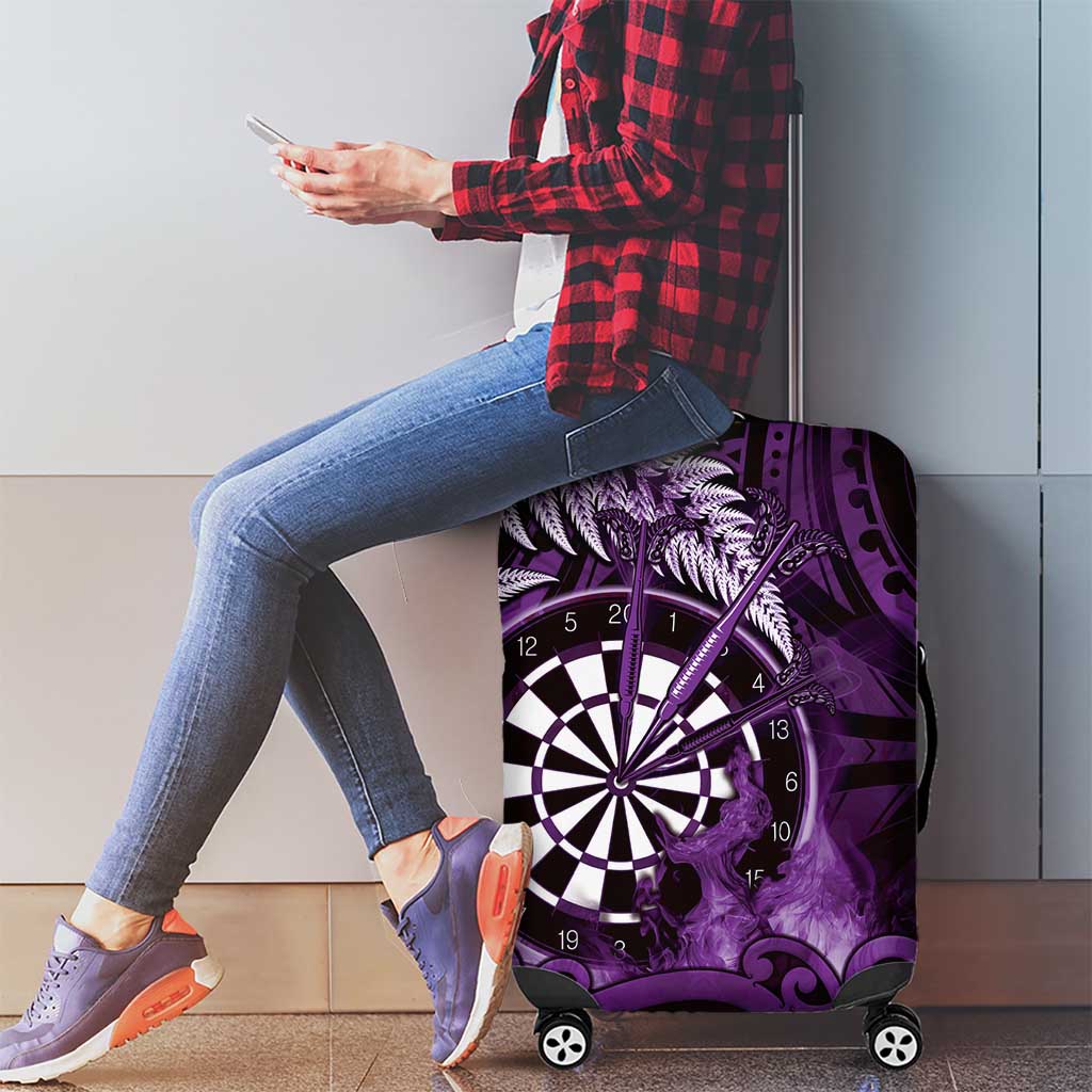 New Zealand Darts Luggage Cover Maori Koru Dartboard Purple Flame LT05 - Polynesian Pride