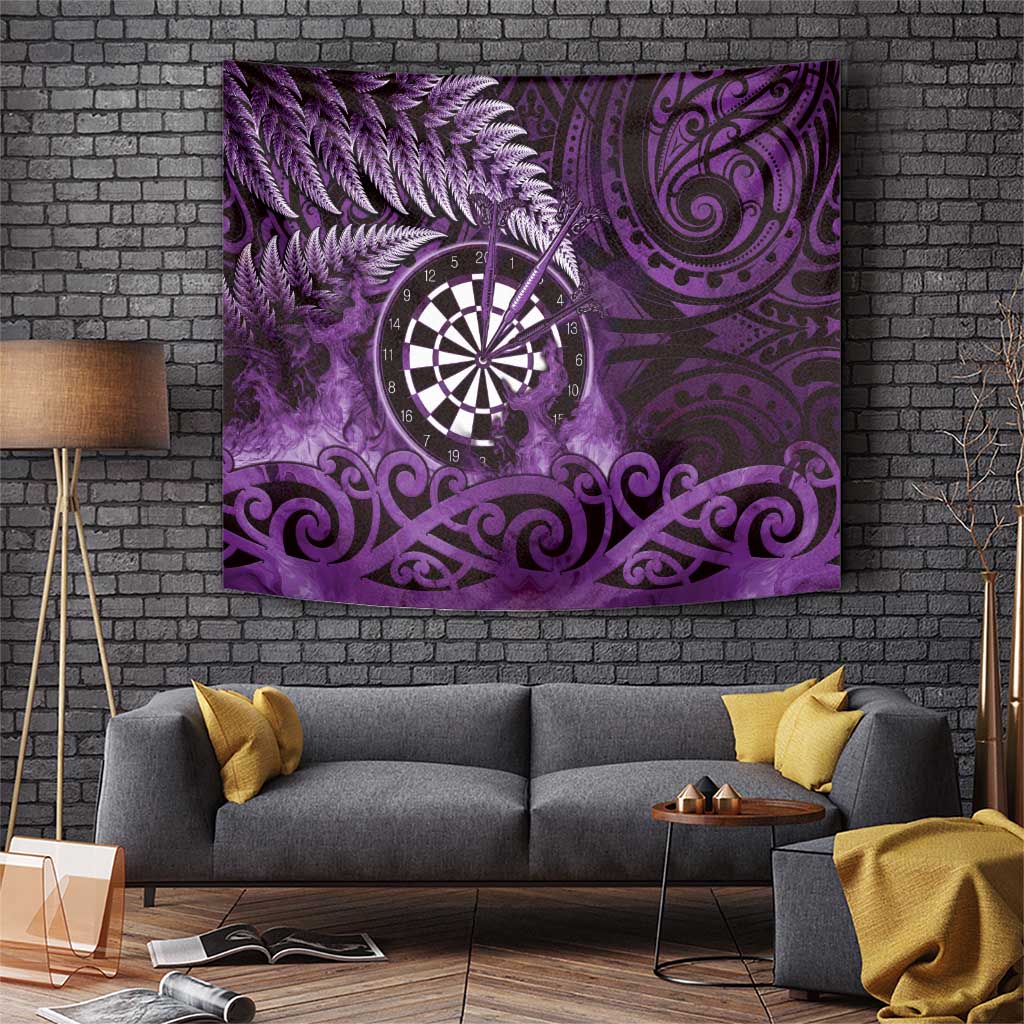 New Zealand Darts Tapestry Maori Koru Dartboard Purple Flame LT05 Purple - Polynesian Pride